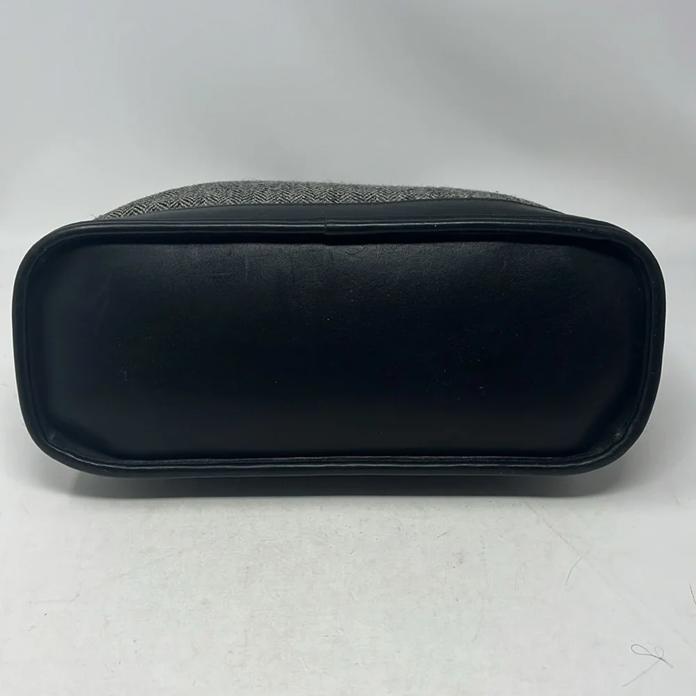 VINTAGE COACH BLEEKER TOTE HERRINGBONE TWEED BLACK LEATHER MADE IN USA 1999 - Picture 7 of 17